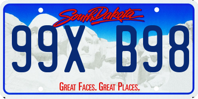 SD license plate 99XB98
