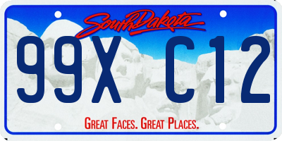 SD license plate 99XC12