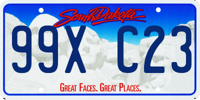 SD license plate 99XC23