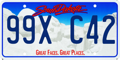 SD license plate 99XC42