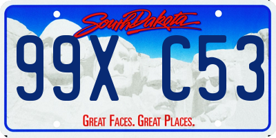 SD license plate 99XC53
