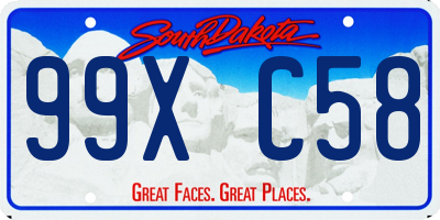 SD license plate 99XC58