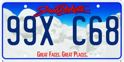 SD license plate 99XC68