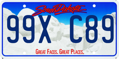 SD license plate 99XC89