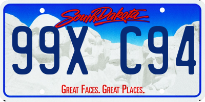 SD license plate 99XC94