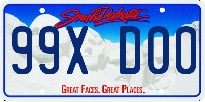 SD license plate 99XD00