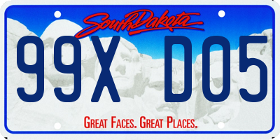 SD license plate 99XD05