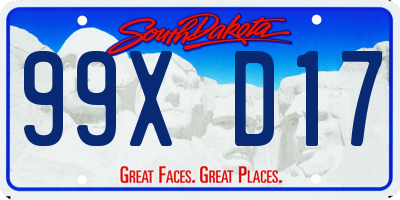 SD license plate 99XD17