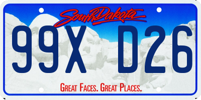 SD license plate 99XD26