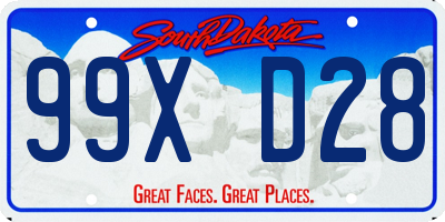 SD license plate 99XD28