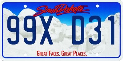 SD license plate 99XD31