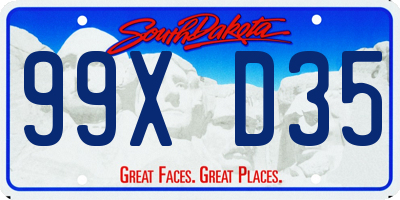 SD license plate 99XD35