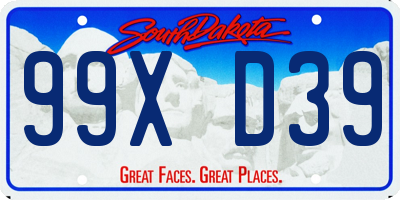 SD license plate 99XD39