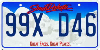 SD license plate 99XD46