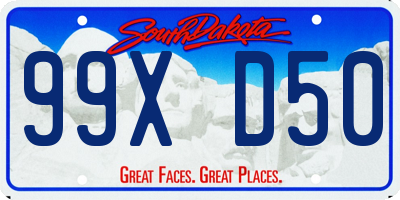 SD license plate 99XD50