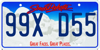 SD license plate 99XD55