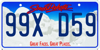 SD license plate 99XD59