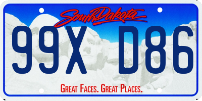 SD license plate 99XD86