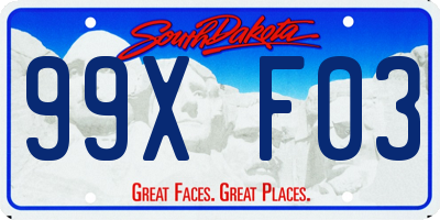 SD license plate 99XF03