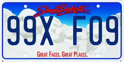 SD license plate 99XF09