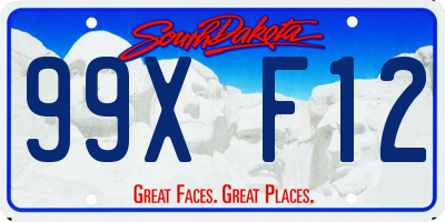 SD license plate 99XF12