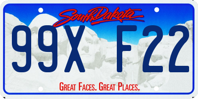 SD license plate 99XF22