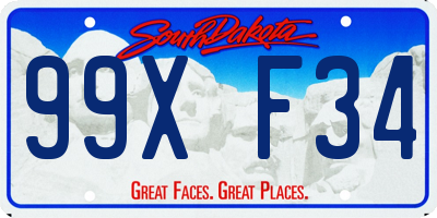 SD license plate 99XF34