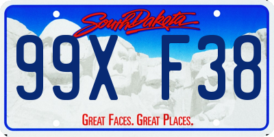 SD license plate 99XF38