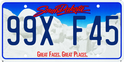 SD license plate 99XF45