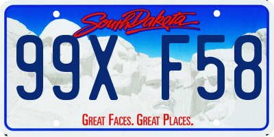 SD license plate 99XF58