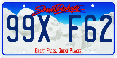 SD license plate 99XF62