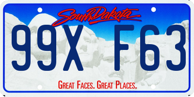 SD license plate 99XF63