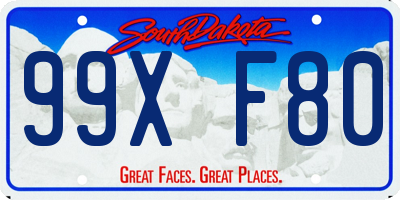 SD license plate 99XF80