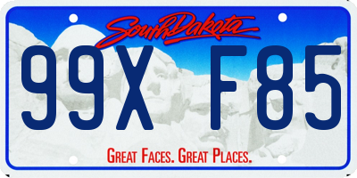 SD license plate 99XF85