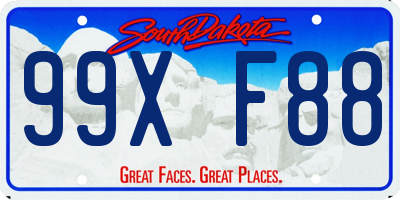 SD license plate 99XF88