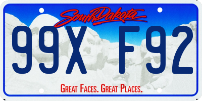 SD license plate 99XF92