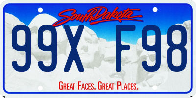 SD license plate 99XF98