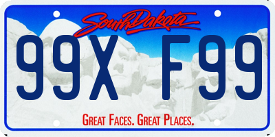 SD license plate 99XF99