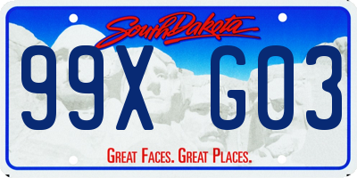 SD license plate 99XG03