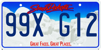 SD license plate 99XG12