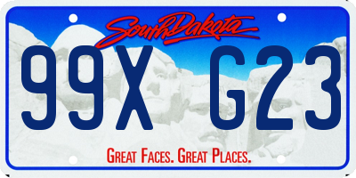 SD license plate 99XG23