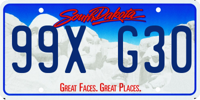 SD license plate 99XG30