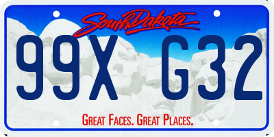 SD license plate 99XG32