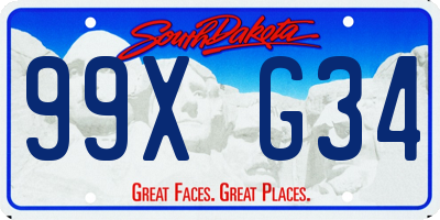 SD license plate 99XG34