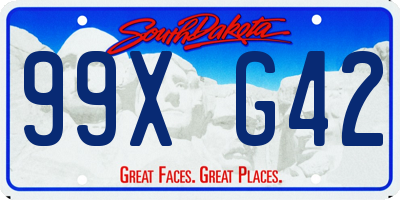 SD license plate 99XG42