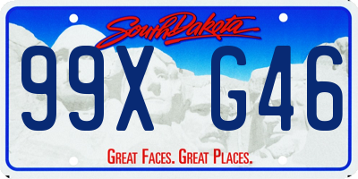SD license plate 99XG46