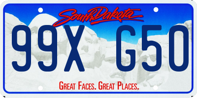 SD license plate 99XG50