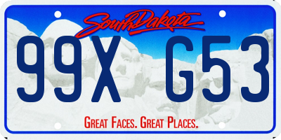 SD license plate 99XG53