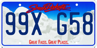 SD license plate 99XG58