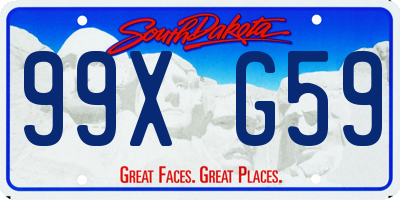 SD license plate 99XG59